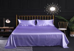 Satin Silk Bedding Set King Size Elegant Soft Tasteful Duvet Cover Queen Lavender Classic Home Textile Twin Bed Set with Pillowcas5568878