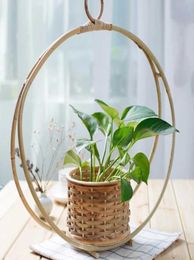 Nordic Vase Flower Pot Weaving Storage Basket Container for Party Wedding Wall Hanging Garden Home Decoration Hand Made Bamboo2408635