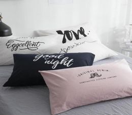 Pillow Case 74x48cm Simple Letter Printed Washed Cotton Pillowcase Single Bed Lumbar Cover Sleep9160513