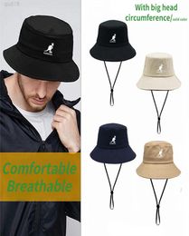 Large Size 62cm 60cm Kangools Bucket Hat Men Women Cotton Casual Fishing Hat with Rope Outdoor Mountaineering Femme Gorro Y2202880562