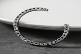 1pc Nordic Men Retro Vintage Titanium Steel Star Pattern Cuff Open Bangles Jewellery Viking Bracelet Unisex Jewellery SS1634030417