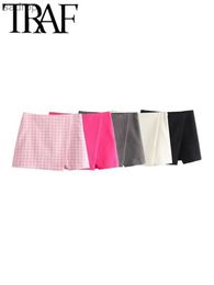 Kjolar traf färgglada ultra kort kjol kvinnor asymmetriska shorts skid 2024 sommar blixtlås midlyft wrap front ultra tunna kvinnors shorts y2k xw