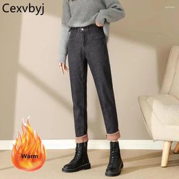 Women's Jeans Winter Plus Velvet Warm Harem High Waist Thicken Casual Denim Trousers Vintage Baggy Oversize Vaqueros Pantalones De Mujer