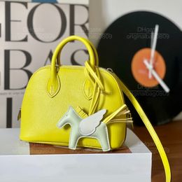 12A 1:1 Top Mirror Quality Designer Luxury Handbags Pure Handcrafted Real Original Leather Yellow Fashion Bowling Bags Out Casual Women's Tote Bags With Exquisite Box.