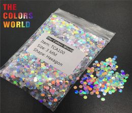 TCA100 Holographic Silver Colour Hexagon Shape Nail Glitter For Art Decorations Makeup Facepaint Nail Polish DIY Accessorie6526443