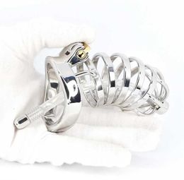 sex toy massager Male Belt Device Stainless Massager Steel Cock Cage Penis Ring Lock with Urethral Catheter Spiked Sex Toys For Men7946317