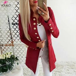 Women's Jackets Spring Winter Women Single Breasted Solid Jacket Female Long Coat Office Overall Lady Fashion Botton Sleeve Outerwear