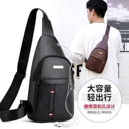 Waist Bags Men's Chest Bag Leather Messenger Multi-Functional Crossbody Male Korea Shoulder USB Charging Pack