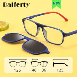 Ralferty 2 в 1 детские солнцезащитные очки магнитный зажим на очках рамки для детских уклонов Рамки Рецепт Миопия Оптика 0 Диоптер 240417