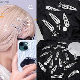 Hårtillbehör 2/10 Silver Star BB Hair Clips Girl Y2K Söt stjärnhink Kvinnor Simple Snap Clip Metal Head Jewelly Hair Accessories WX