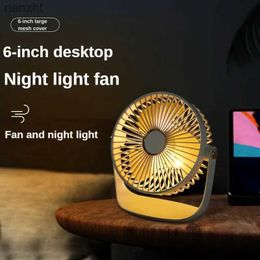 المعجبين Electric Mini Desktop Fan Mini Air Complementer USB شحن مكيف الهواء المحمول 1200mAh مروحة تبريد كهربائية مع Lightwx Night