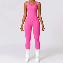 Gym Seamless Yoga Set sexy Women Fitness Scrunch Pad Lycra Tight Fit Sports Jumpsuit Female Outfit Suits 240425