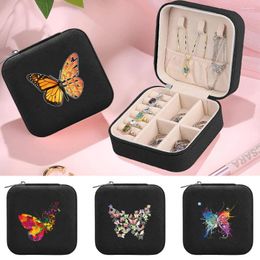 Cosmetic Bags Travel PU Leather Waterproof Jewellery Box Storage Device Necklace Ring Earrings Display Butterfly Series