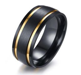 Whole Mens Black Gold Stainless Steel Wedding Band Rings Anniversary Gift70874004450484