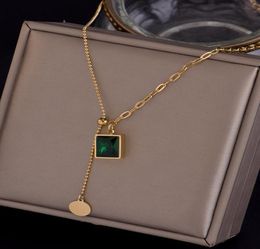 Fashion Charm Numeral Green Black Zircon Necklaces For Woman Men Temperament stainless steel Pendant Necklace Jewelry Gift Chain7867014