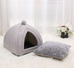 Warm Cat Bed Removable Pet Cats House Foldable Dog Beds Nonslip Bottom Pet Beds Tent Washable Cats Nest Puppy Dog Kennel 2107134611566