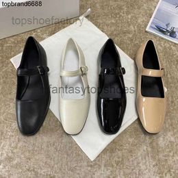 The Row shoes Dress of Shoes Women Designers Rois TR Womens leather French strap Mary Jane Flat comfortable casual single shoes Size 34-39 H2S8 9CT1
