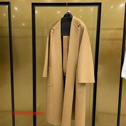 Maxmaras Womens Wrap Coat Camel Hair Coats Labbro Collection Classic Bathrobe Solid Color Pocket Cashmere Jacket Rjln
