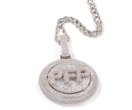 AZ Custom Name Letters Gold Silver Iced Out Full CZ Diamond Rotating Letter Pendant Necklace Mens Fashion Hip Hop Jewelry7531487
