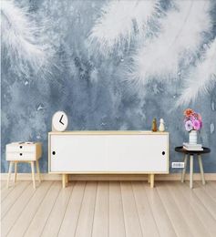 Drop Custom Large 3D Wallpaper Mural Handpainted Feathers Small Fresh Nordic Wall Decoration Painting Wallpaper6411717