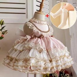 2024 Vesidos Toddler Girl Baby Lace Lolita Dress Wedding Party Girl Princess Dress Baby 1st Birthday Prom Evening Dress 240412