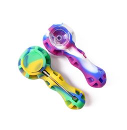 Silicone pipe smoke Handpipes with dab tool Hookah smoking pipes3669044