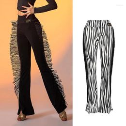 Stage Wear Latin Dancing Fringe Pants Women High Waist Flare Trousers Ballroom Dance Clothes Adult Practice Cha Costume DNV15243