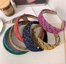 Classic Simple Vintage Designer Letter Printed Headbands Wide Hair Hoop For Women Girl Elastic Letters Headband Candy Colour Sports4387901