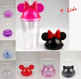 450ml Ear Bottles 15oz Clear Water Suitable Tumblers With Straw Child Mouse Acrylic Mug Cups Plastic Mouse Portable Lids Cute 9 Ea9738118