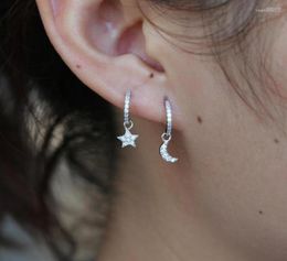 Dangle Earrings Dainty 925 Sterling Silver Charm Earring Cute Tiny Cz Moon Star Lovely Girl Gift Delicate Minimal Jewelry5702599