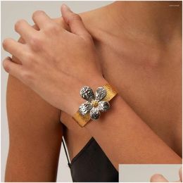 Chain Link Bracelets Uworld Flower Ring Stainless Steel Cast Women Gold Sier Colour Fashion Waterproof Charm Trendy Stylish Chic Jewel Otbcu