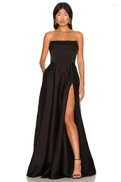 Party Dresses Strapless Backless High Split Maxi Dress For Women Black Off-shoulder Sleeveless Bodycon Club Long Clothes