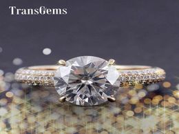 Transgems Centre 4ct Moissanite Diamond Engagement Ring Gold For Women 14k 585 Yellow Gold 10mm Diameter F Colour Moissanite Y190611529037