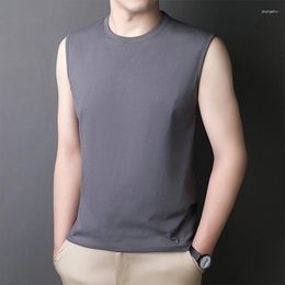 Men's Tank Tops Fashion Solid Color Loose Korean Sleeveless Tee Shirt Men Clothing 2024 Summer Oversized Casual T-Shirt All-match