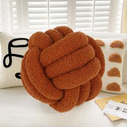 Pillow Knot Ball Round Plush Throw Handmade Soft Knotted Decoration For Home Room