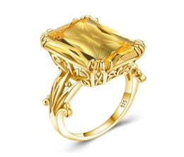 Luxury Shiny 1318mm Big Rec Citrine Ring For Women With Stone Solid 925 Sterling Silver Wedding Gold Plated jewelry Trend 246584771