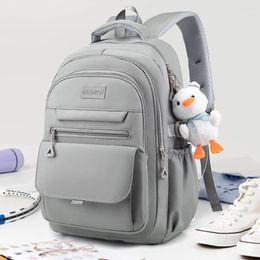 School Bags College Student Rucksack Large Capacity Backpack Nylon Fashion Solid Colour Multifunctional With Pendant For Outdoor Sport