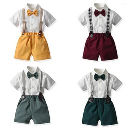 Clothing Sets Boys Springs Summer Kids Short Sleeve Bowtie Shirt Suspender Pants Casual Clothes Outfit