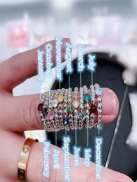 925 Sterling Silver Birthstone Beaded Engagement Ring Fashion Style Ring For Women9323944