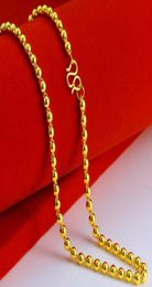 Chains 5MM Solid Beads Chain Necklace 24K Gold Mens Womens 1968 Inches Long3326004