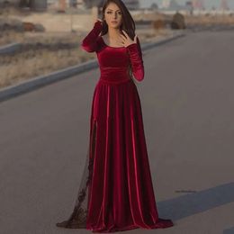 Bury Veet Caftan Evening Long Sleeve Black Lace Dubai Party Longo Prom Downs 2021 0431
