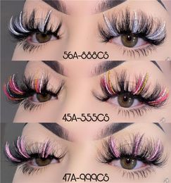 25mm Coloured Lashes Wispy Fluffy Glitter 3D Mink Lash Thick Long False Eyelashes Colour Eyelash Strip Multicoloured for Cosplay Dail5776767