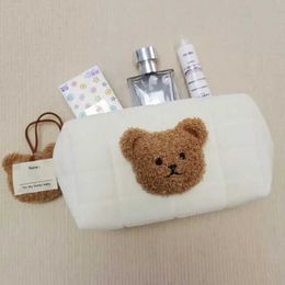 YVK1 Diaper Bags Cute Bear Baby Toiletry Bag Make Up Cosmetic Bags Portable Diaper Pouch Baby Items Organiser Reusable Cotton Cluth Bag for Mommy d240429