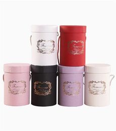 New Round Flower Paper Boxes Lid Hug Bucket Florist Gift Packaging Box Gift Candy Bar Boxes Party Wedding Supply 165 120mm231m2904676