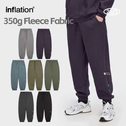 Men's Pants 350Gsm wool linen jogging pants unisex winter warm track pants mens solid color casual sports pantsL2405