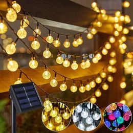 Planters Pots Solar crystal ball string light outdoor waterproof fairy Christmas party decoration garden balcony courtyard Q240429