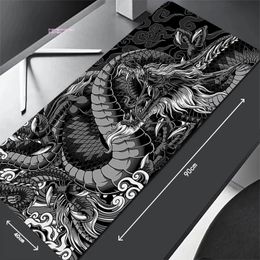 Mouse Pads Black White Dragon Table Mats Computer Mousepad Company Big Desk Pad 100x50cm Large Gamer Mousepads Mouse Mat 240419