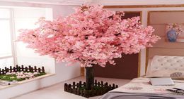 yumai Fake Cherry Blossom Tree Pink Sakura Artificial Flowers Tree Wedding party Background Wall Decoration Shop Window Decor9704415