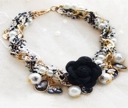 Handmade Adjustable Dog Apparel Dog Accessories Cat Pet Necklace Gift Luxury Material Tweed Pearl Camellias Jewellery Sparkly Yorkie2690166