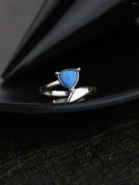 Cluster Rings Unique Shape Men's And Women's Ring Made Of Pure 925 Silver Triangle Opal Simple Sweet Style For Family Party Wearing
